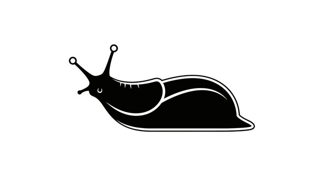 Minimalist black slug silhouette icon on white background