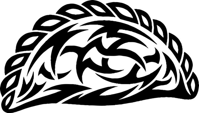 Tribal style pastry or empanada black silhouette design