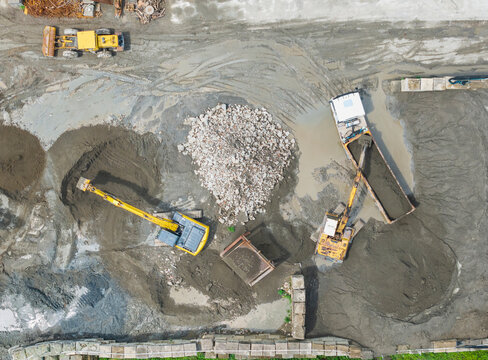 Aerial View of Construction Waste Recycling Plant