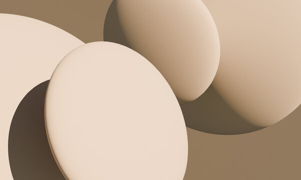 Shapes and Forms Arranged in a Minimalist Style on a Brown Background