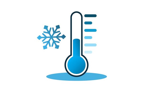 Animated Cold Temperature Thermometer Snowflake Icon for Weather & Climate