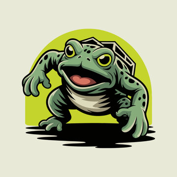 Illustration of a cheerful cartoon frog.