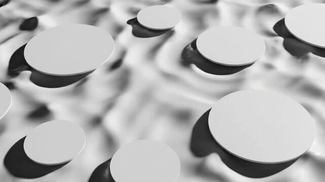 Exploration of white circles and abstract capillary waves during a creative design session