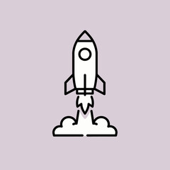 Fototapeta premium A simple line art illustration of a rocket launching upward