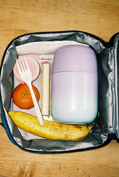 School Lunchbox still life banana  fork