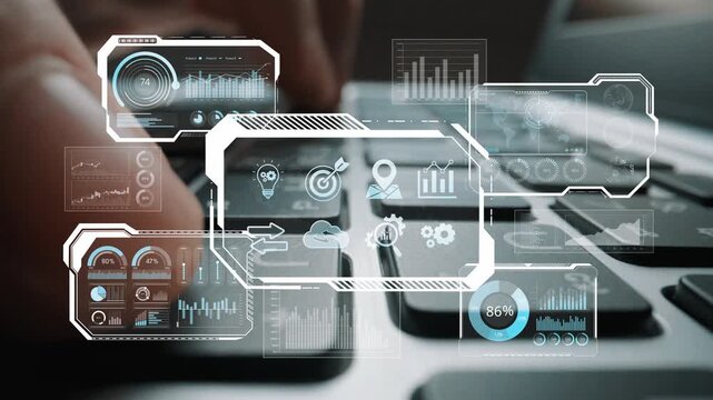 Big data visualization dashboard showing analytics, insights, and performance. Data supports decisions, data reveals trends, data powers analytics, and transforms strategy. Marrow