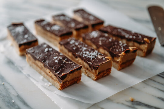 Homemade healthy Peanut Caramel Sea Salt Bars