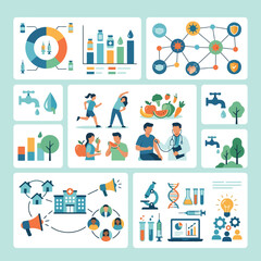 Fototapeta premium Health and wellness concepts illustrated with icons and graphics