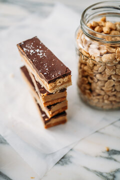 Homemade healthy Peanut Caramel Sea Salt Bars