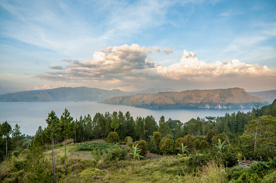 Lake Toba Volcanic Caldera Landscape in Indonesia