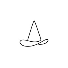 Fototapeta premium Minimalist Witch Hat, Single Line Art Halloween Icon