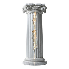 Fototapeta premium Classic white marble greek column architectural pillar decor isolated on transparent background