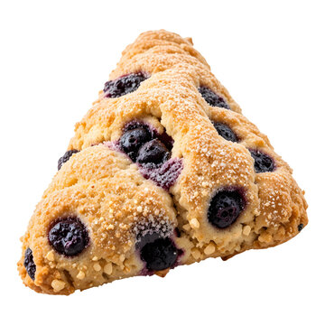 Fresh blueberry scone pastry baked dessert treat isolated on transparent background