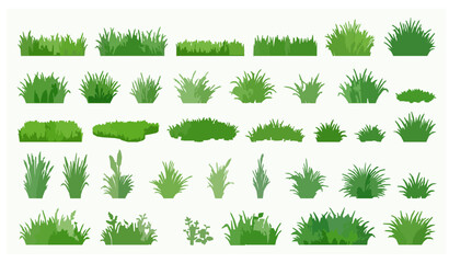 Isolated Green Grass Vector Pack with Fresh Lawn and Meadow Vegetation © Mdyounus