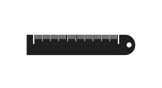 Black Ruler Icon Silhouette on White Background - Measurement Tool