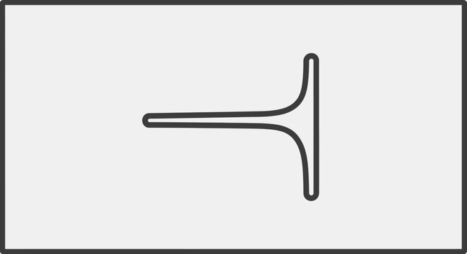 Minimalist abstract line art graphic of a stylized T-shape element. Simple modern geometric vector design for technology, engineering, or UI.