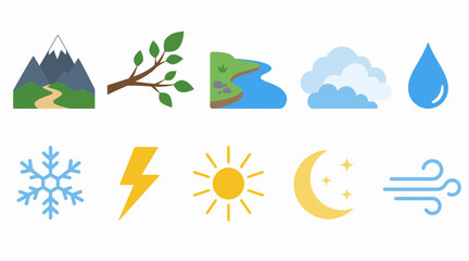 Fototapeta premium Collection of various weather and nature icons.