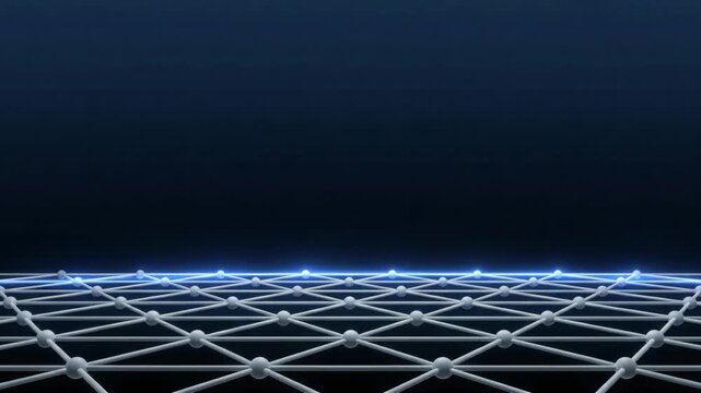 Network Grid with Glowing Connection Nodes on Dark Background