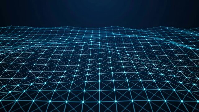 Digital Network Grid with Glowing Connected Nodes