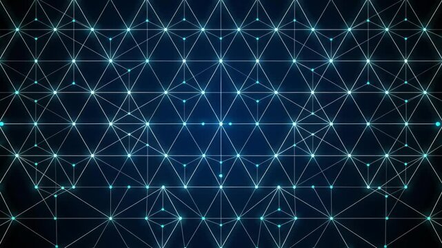 Digital Network Abstract Geometric Mesh with Connected Nodes on Dark Blue Background