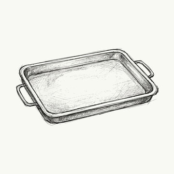 Baking pan illustration, sketch, cooking utensil, kitchenware