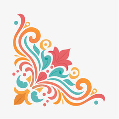 Fototapeta premium Colorful Floral Corner Ornament