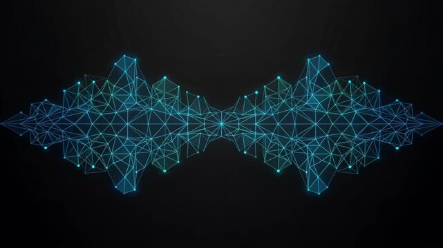 Digital Waveform Abstract Network Pattern on Black Background