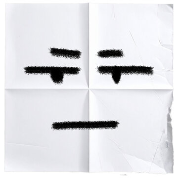 hand drawn simple cute emoticon face blocking with fold paper texture
