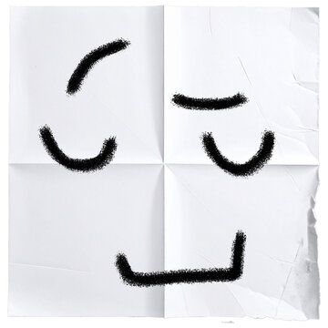 hand drawn simple cute emoticon face blocking with fold paper texture
