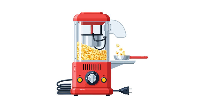 Red popcorn machine with clear container.
