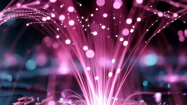 噴水のように湧き上がるたくさんのピンク色の光線