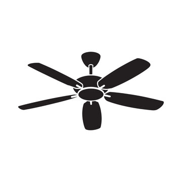 ceiling fan silhouette on white background black