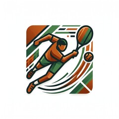 Fototapeta premium Tennis player in action hits ball with racket on court surface