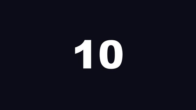 Minimalist bold white number ten countdown timer element on dark background