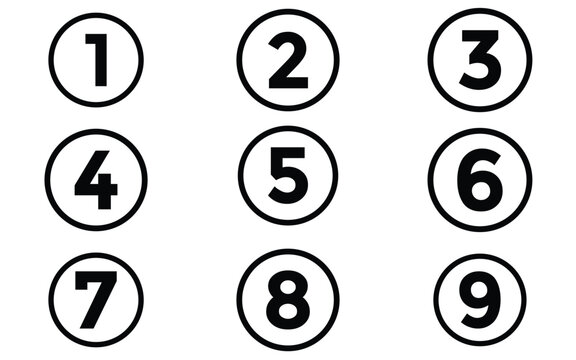 Colorful Number Icons Set &ndash; Digits 0 to 9 in Round Circle Vector Design with Long Shadow 