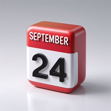 3d calendar icon showing september 24th isolated on white background