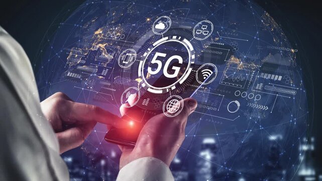 Innovative Technology Concept Representing 5G Connectivity and Mobile Communication with Interface and Global Network Elements. Entropy.