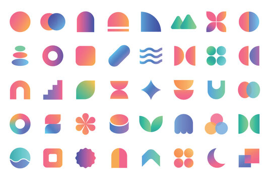 アイコン パーツ セット 幾何学 図形 abstract gradient ベクター イラスト