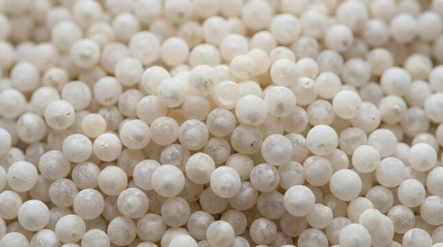Raw dry sago pearls macro.