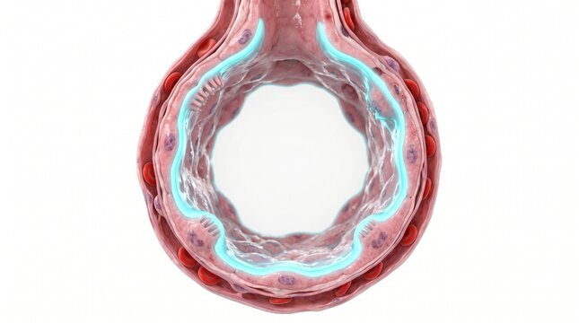 3D Microscopic Diagram of Pulmonary Surfactant Preventing Alveolar Collapse