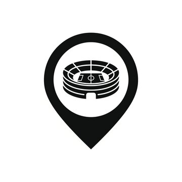 2D vector icon of a stadium location pin marker