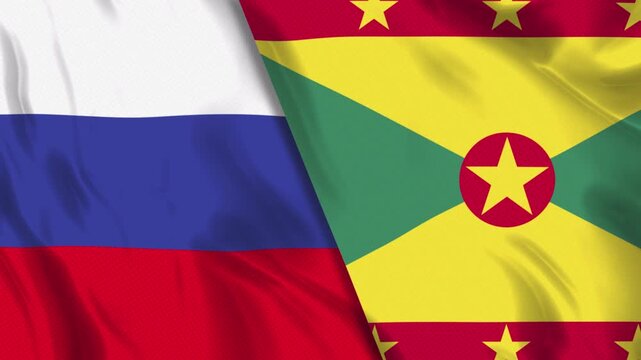 Russia and Grenada Joint Flag Animation Loop