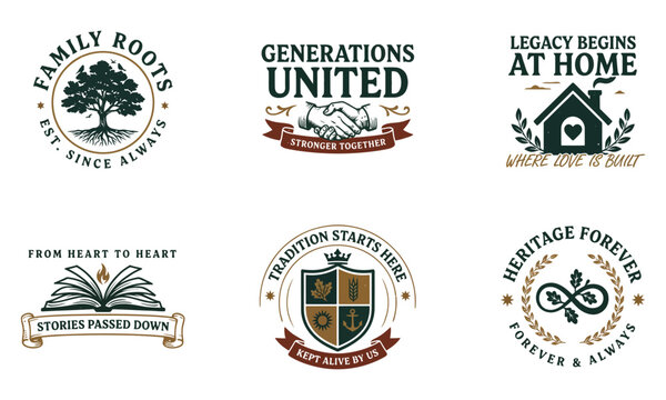Family roots generations united legacy begins at home heritage forever emblems
