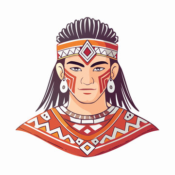 Illustration of a person with traditional face paint and headdress