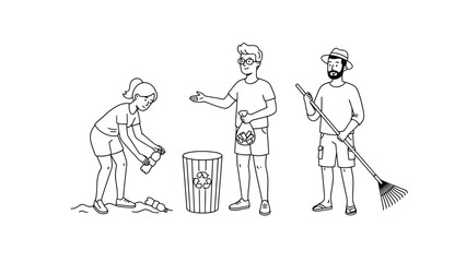 Obraz premium People cleaning up the environment, collecting trash, and raking leaves for a cleaner planet.
