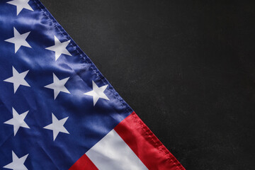 Obraz premium Flag of USA on dark background, closeup. Memorial Day celebration