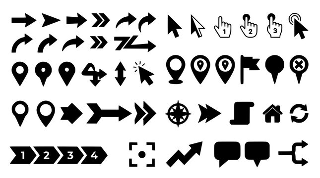 Decorative pointers vector illustration navigation collection isolated on white