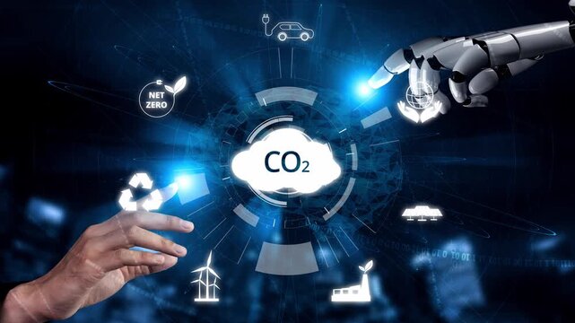 Net zero goals and CO2 reduction strategy driving sustainability, green energy integration, net zero emissions policies, and climate-friendly sustainability solutions for business and society. Muxer