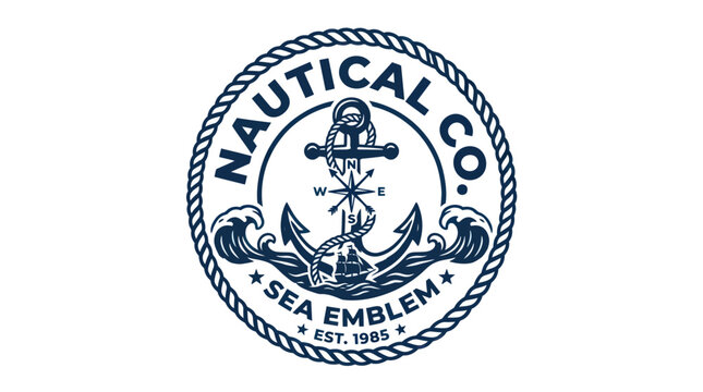 Nautical emblem with anchor rope.