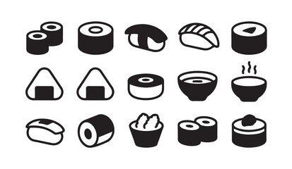 Set of sushi and japanese food icons vector illustration flat graphic design elements set. © VANU